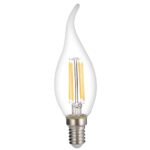 Led BEC C35 4W 400Lm E14 175-265V 2700K - TIP FILAMENT CLEAR STICLĂ DIMABIL