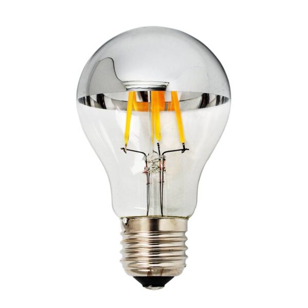 Bec LED A60 4W 400LM 2700K E27 175-265V STICLA JUMĂTATE ARGINTIE