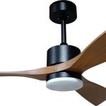 Ventilator LED Tavan 18W/3CCT Negru Lemn + Telecomanda