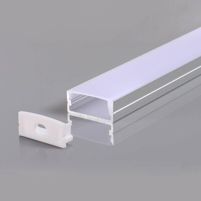 PROFIL ALUMINIU PENTRU BANDA Led CORP GRI/CASA ALBA L=2m 23,5x10x21,5mm