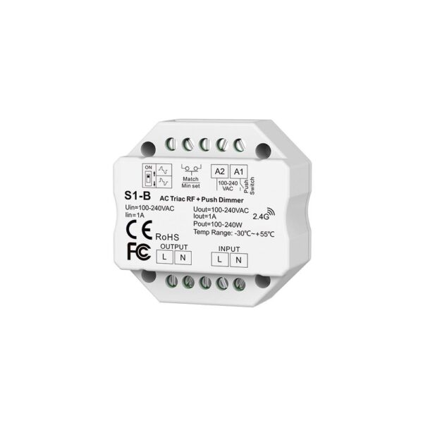 DIMER RF TRIAC AC S1-B 100-240VAC RF2.4G 1A*1CH 110W/220W(110V/220V)