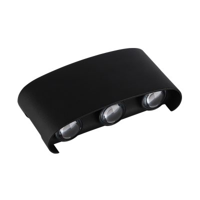 Led LUMINA DE PERETE AC220-240V 6W IP65 570Lm NEGRU BODY 3000K - ALUMINIU