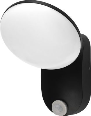 Aplică LED din aluminiu 12W CORP NEGRU IP54 + SENZOR PIR
