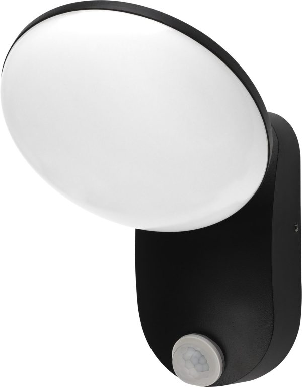 Aplică LED din aluminiu 12W CORP NEGRU IP54 + SENZOR PIR