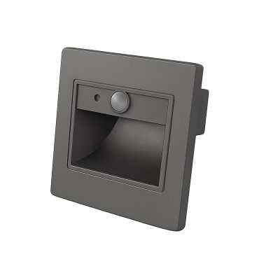 LAMPĂ DE TREPT LED PĂTRATĂ NEGRĂ 1W 80LM/W 4000K AC220-240V IP20 GRI + SENZOR