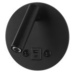 Aplic LED 8W IP20 cu ON/OFF - Comutator + USB Negru 3000K