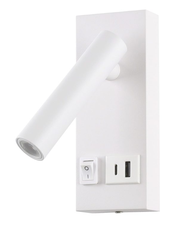 Lumină Dulap LED 2W IP20 cu ON/OFF – Comutator + USB Alb 4200K