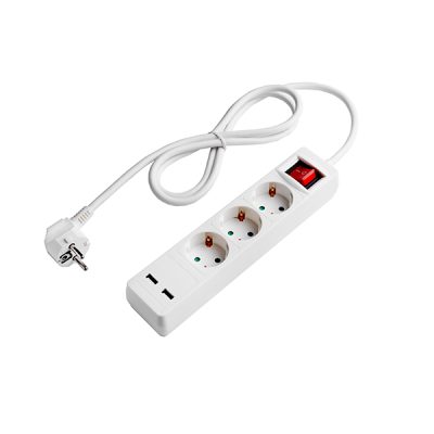 CURSĂ 3 PRIZE+COMPUTATOR+2USB(2,1A TOTAL) H05VV-F3G1,5mm-1,5M, 16A, 250V, Max3500W - ALB