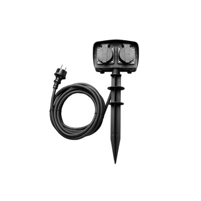 CURSĂ GARDINĂ 2 PRIZE H07RN3G1.5mm-5M, 16A, 230V, Max3500W, IP44 - NEGRU