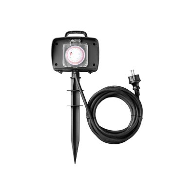CURSĂ GARDINĂ 2 PRIZE+TIMER H07RN3G1.5mm-5M, 16A, 230V, Max3500W, IP44 - NEGRU